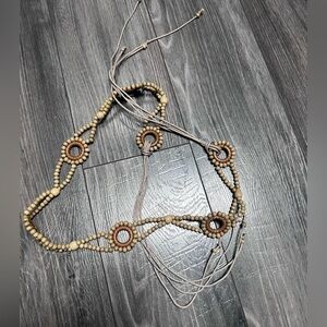 Vintage festival Boho Wood Beaded Tie hippie Artsy Hipster Tribal belt